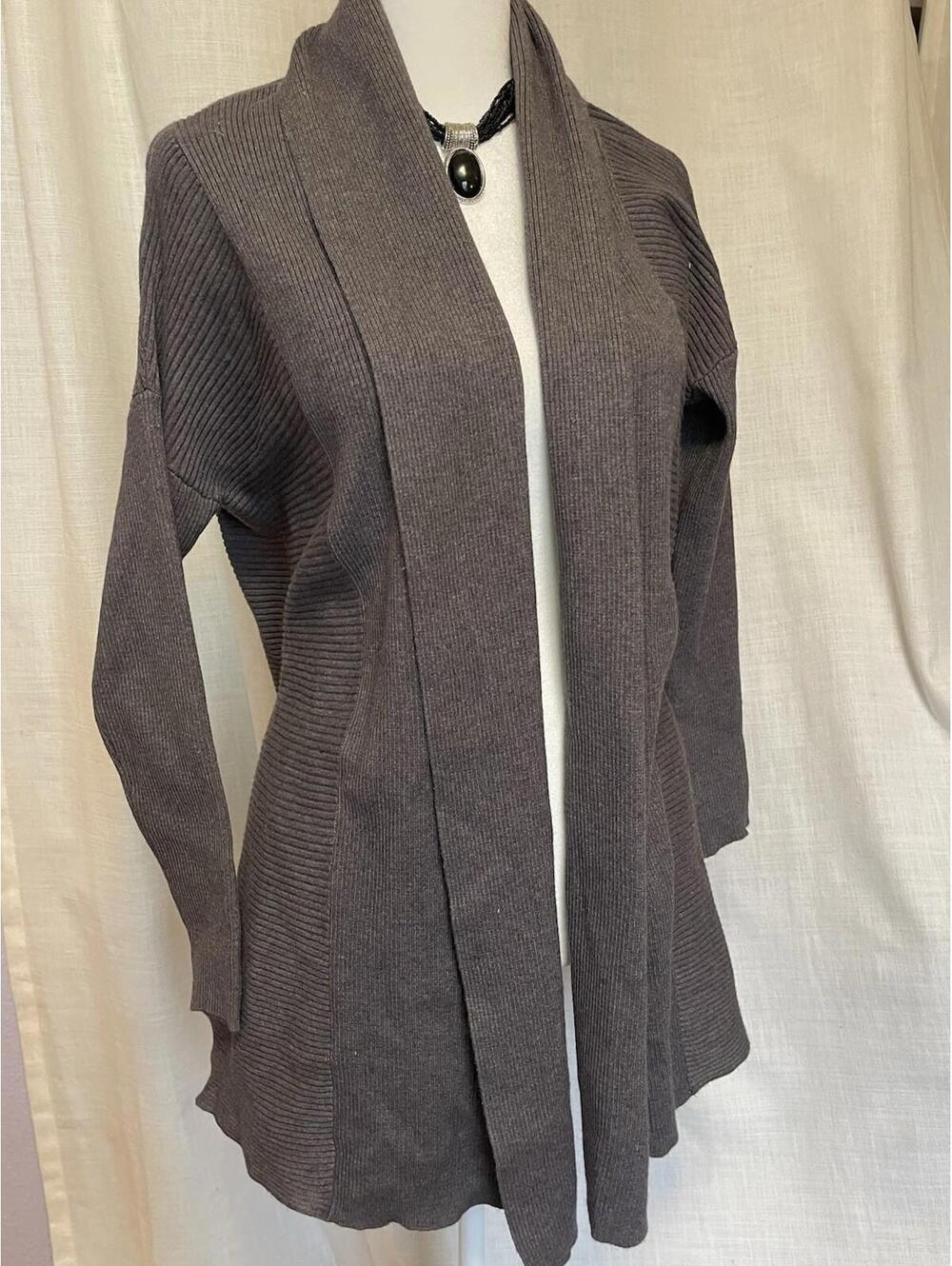 Matty M Gray Open Front Cardigan Sweater Sz Med